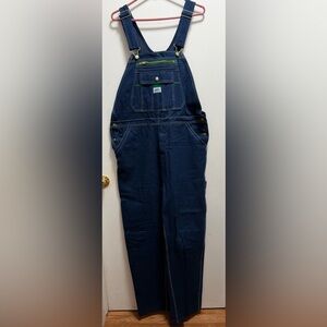 VTG 90s Liberty Denim Overalls Mens Dark Wash Bibs Zipper Workwear Sz 36x32 NWOT